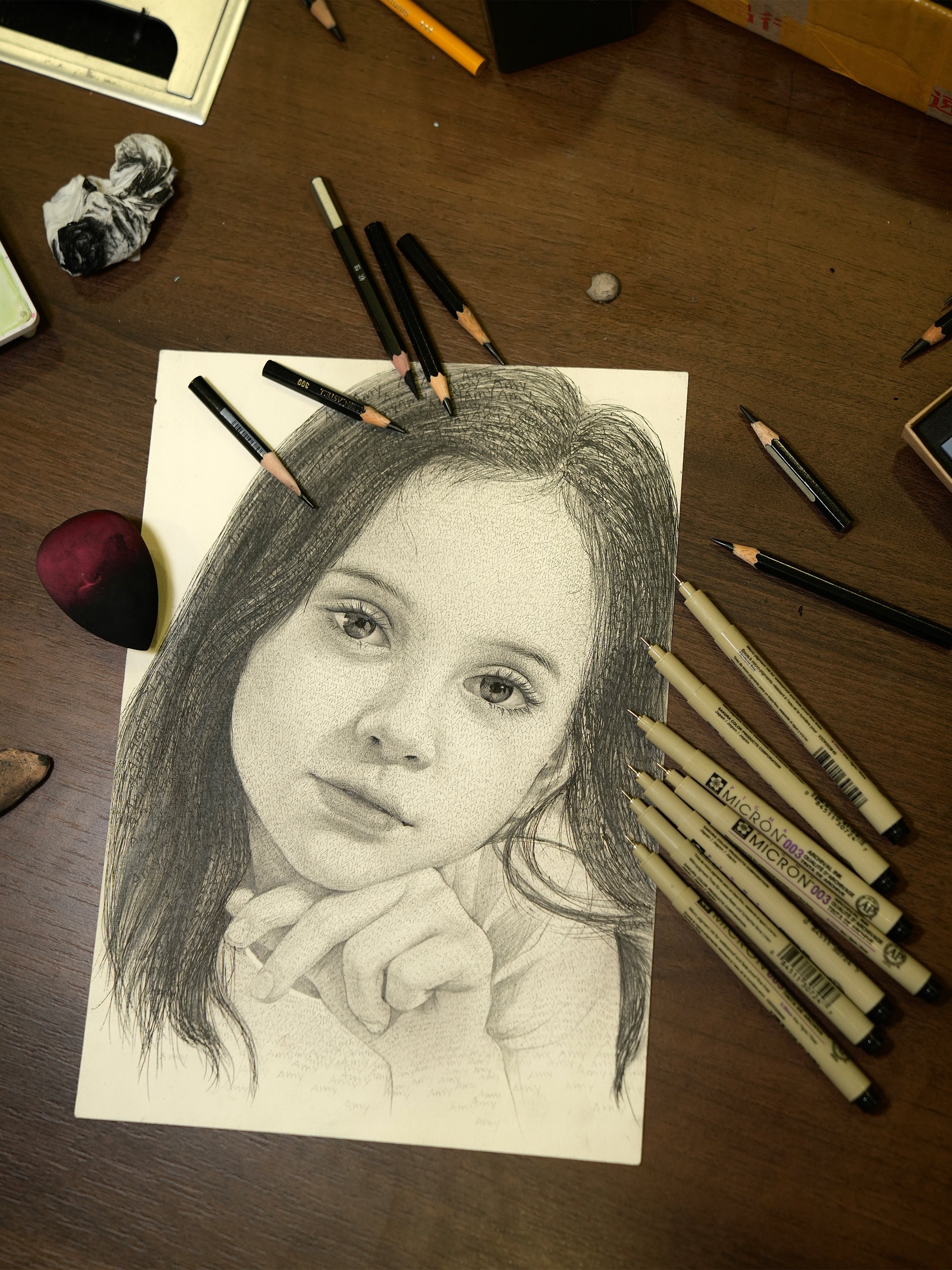 Custom Text Art Portrait from Photo with Name. Personalized Word Portrait, Text Portrait, Black and White Pencil Sketch Drawing