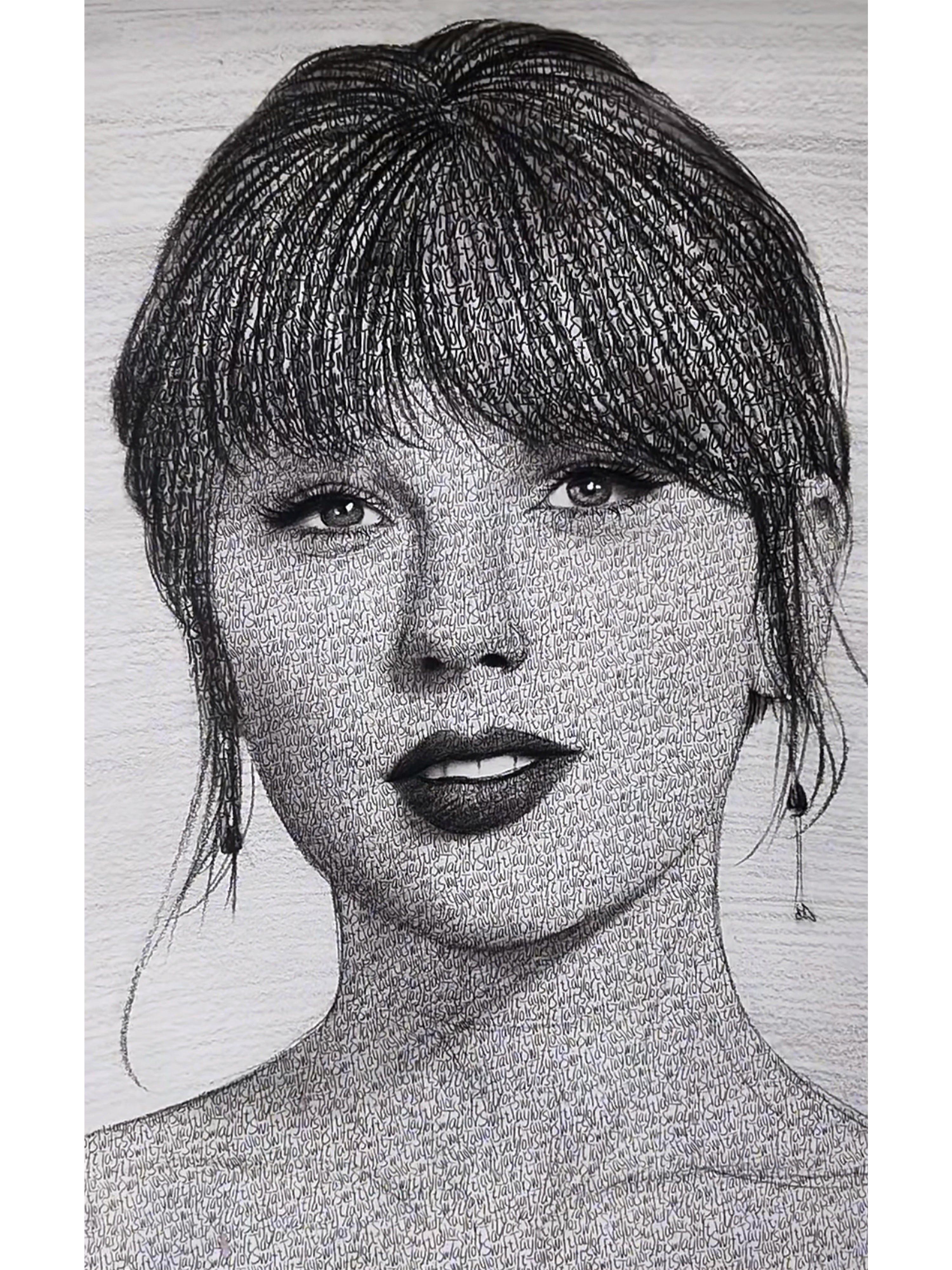 Custom Text Art Portrait from Photo with Name. Personalized Word Portrait, Text Portrait, Black and White Pencil Sketch Drawing