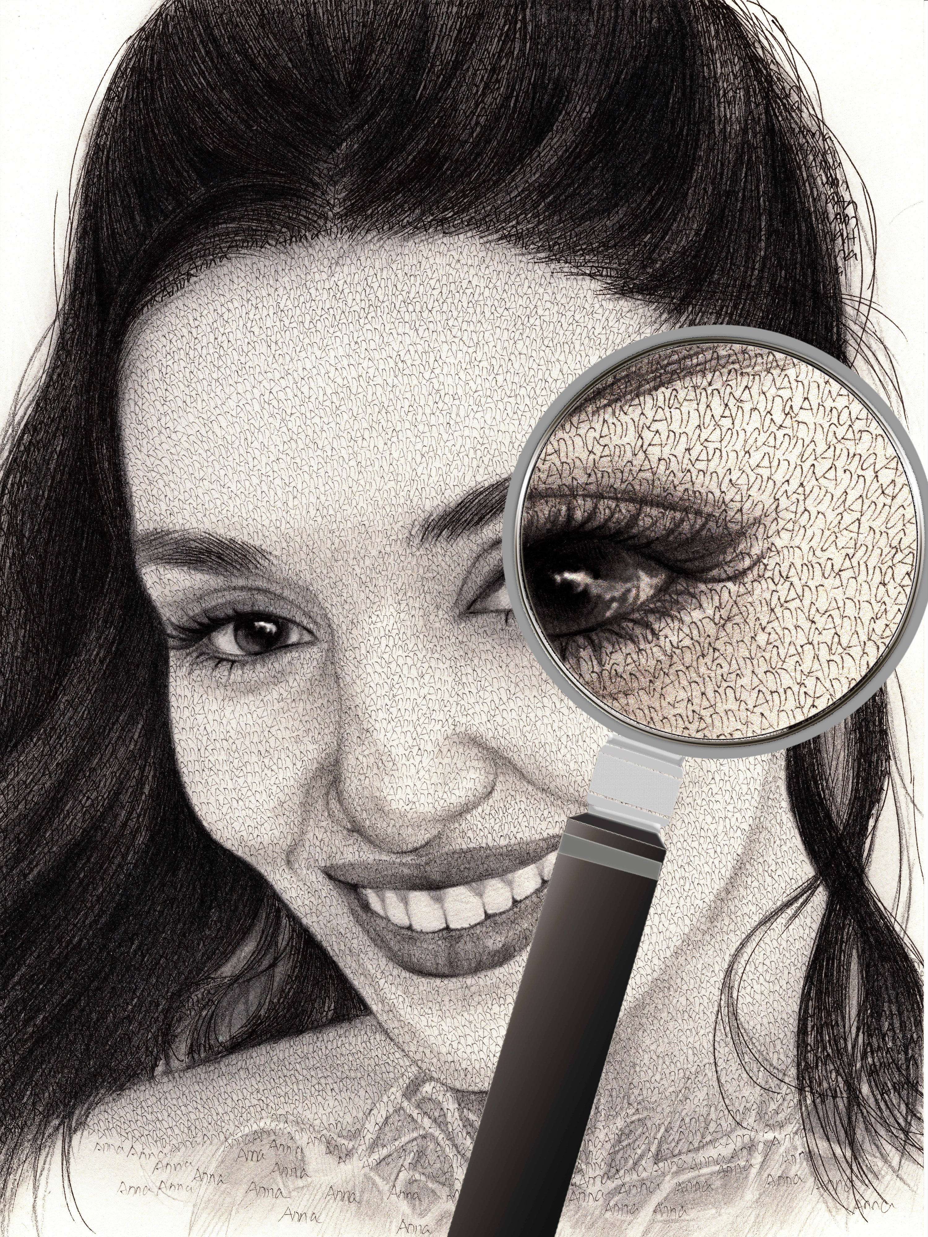 Custom Text Art Portrait from Photo with Name. Personalized Word Portrait, Text Portrait, Black and White Pencil Sketch Drawing